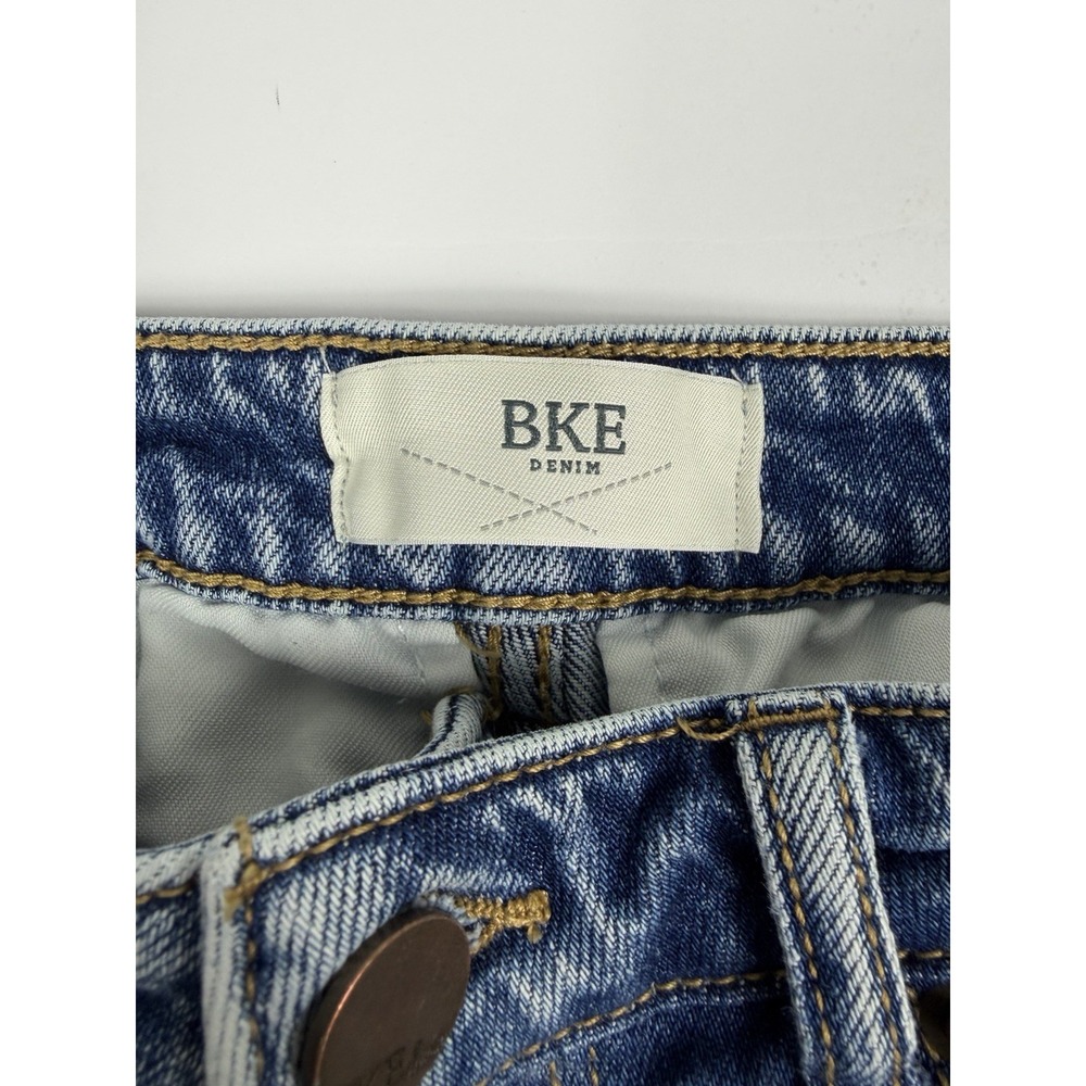 BKE Billie Cargo Denim Shorts Womens Size 27 Light Wash Stretch Frayed Hem - Picture 3 of 10